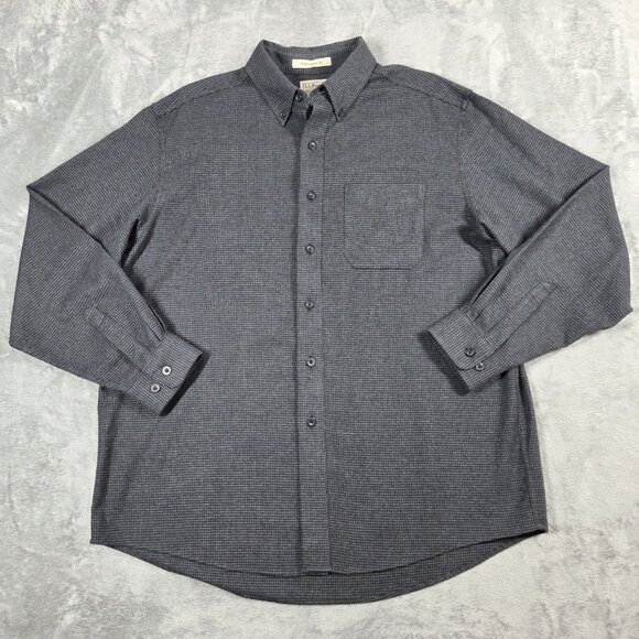 LL Bean Shirt Mens Large Gray Houndstooth Wicked Good Flannel Traditional Fit - Picture 1 of 7